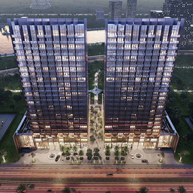 The Sterling Residences in Business Bay - twin tower street view