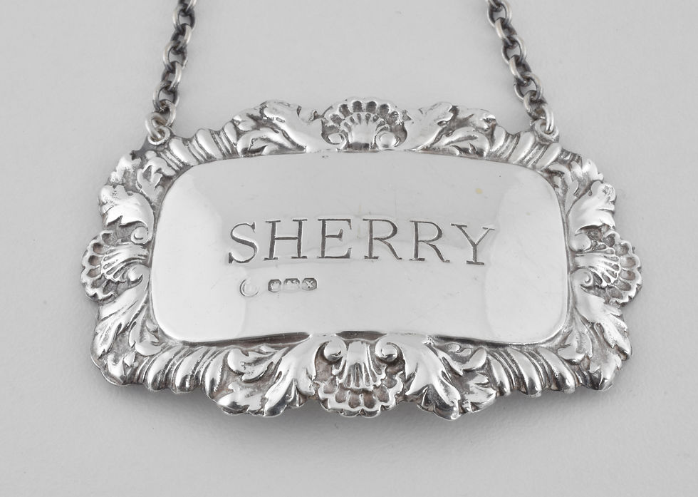 Vintage English Solid Silver "SHERRY" Decanter Label