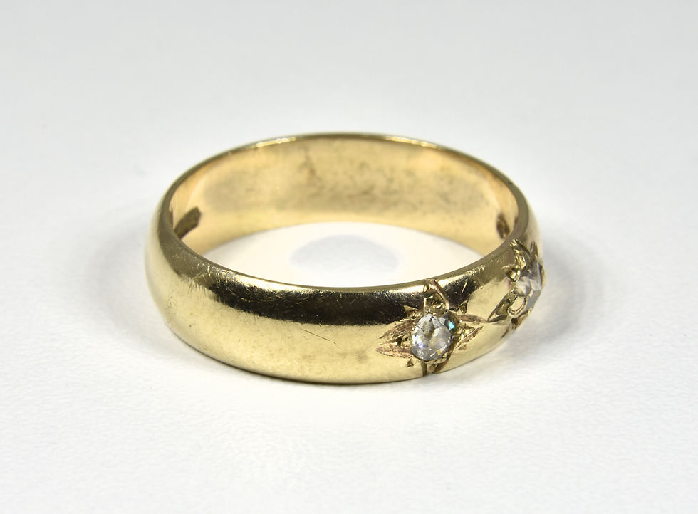 Thumbnail: Vintage 9ct Gold Diamond Gypsy Ring, (Birmingham, 1979)