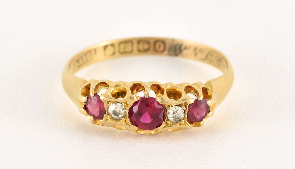Thumbnail: Antique George V 18ct Gold Ruby & Diamond Ring