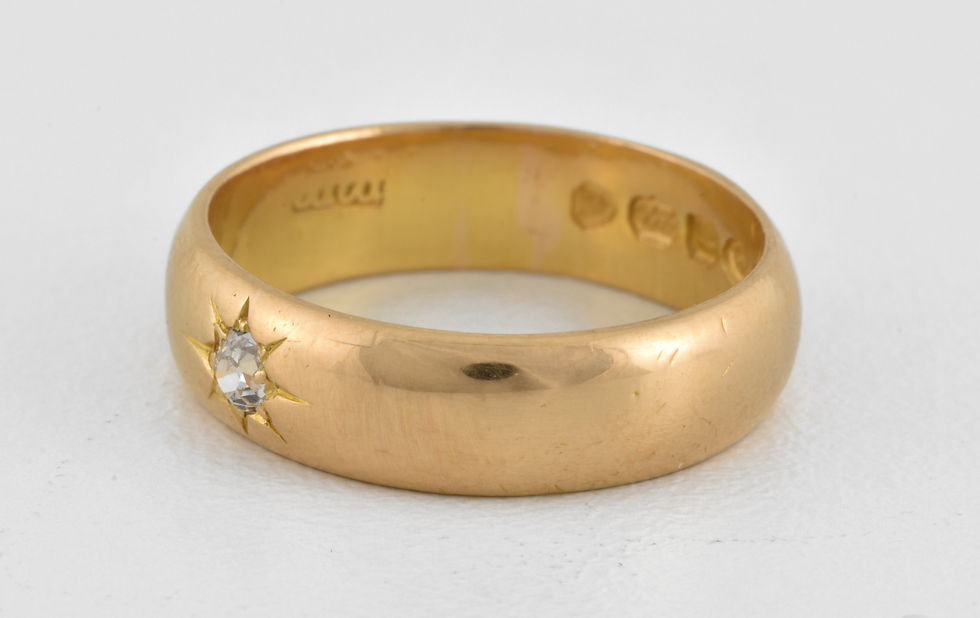 Thumbnail: Antique Victorian 22ct Gold Diamond Solitaire Gypsy Ring