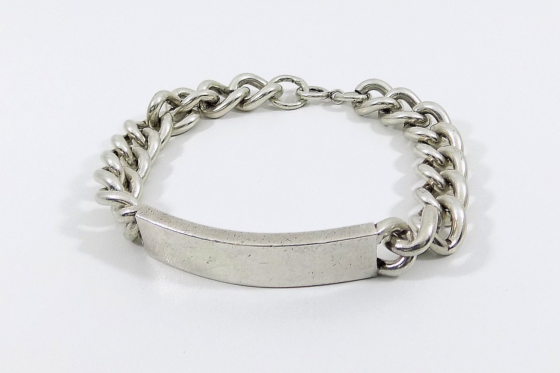 Vintage Mens Solid Silver Identity Bracelet, Weight 61.13g, 1976