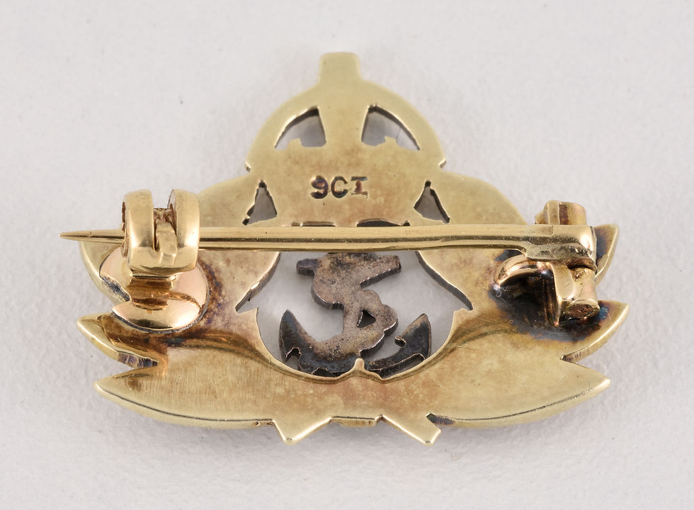 Thumbnail: Antique 9ct Gold Seed Pearl Royal Navy King's Crown Sweetheart Brooch/Badge