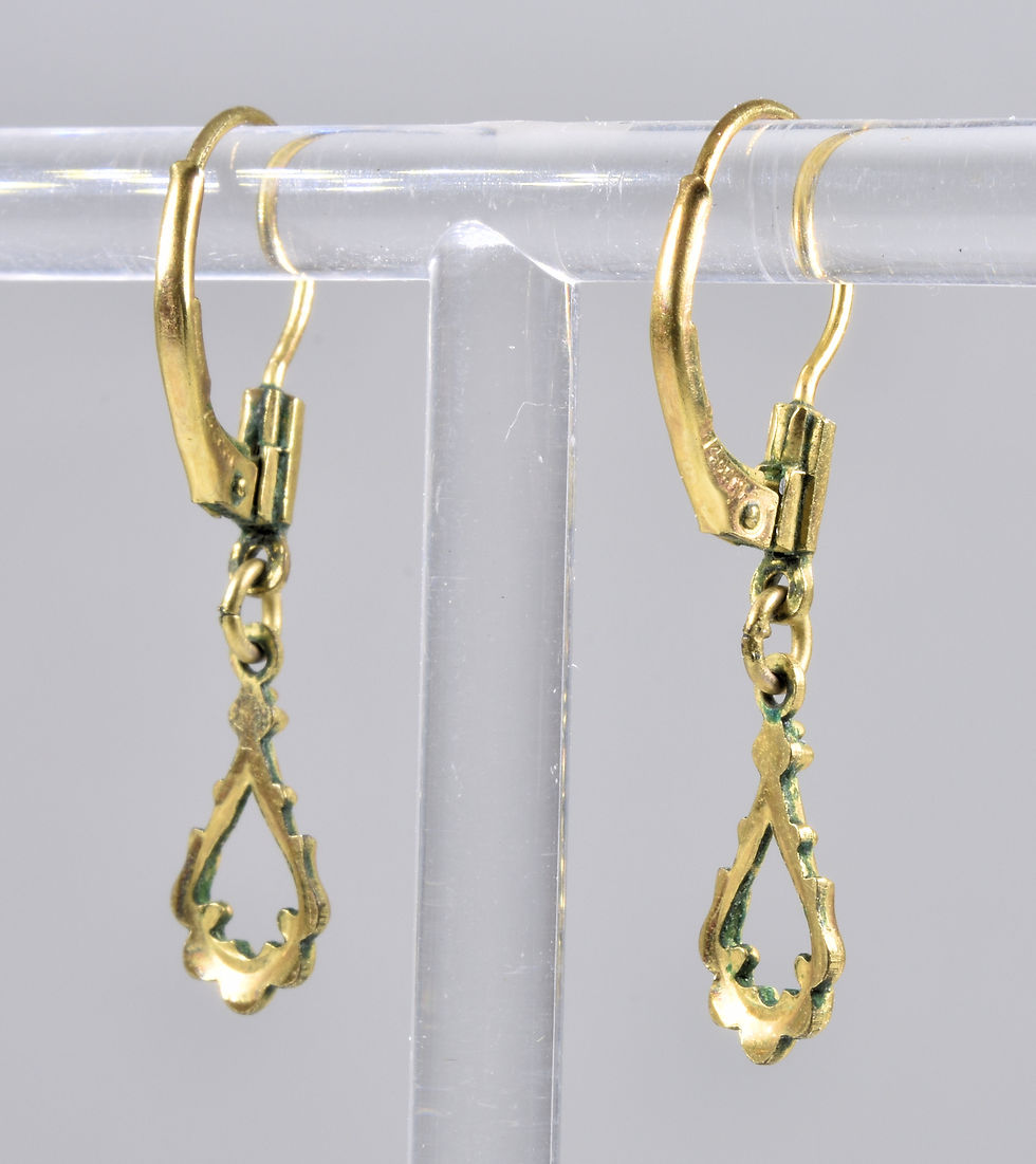 Thumbnail: Vintage Victorian Style 14ct Rolled Gold Drop Earrings