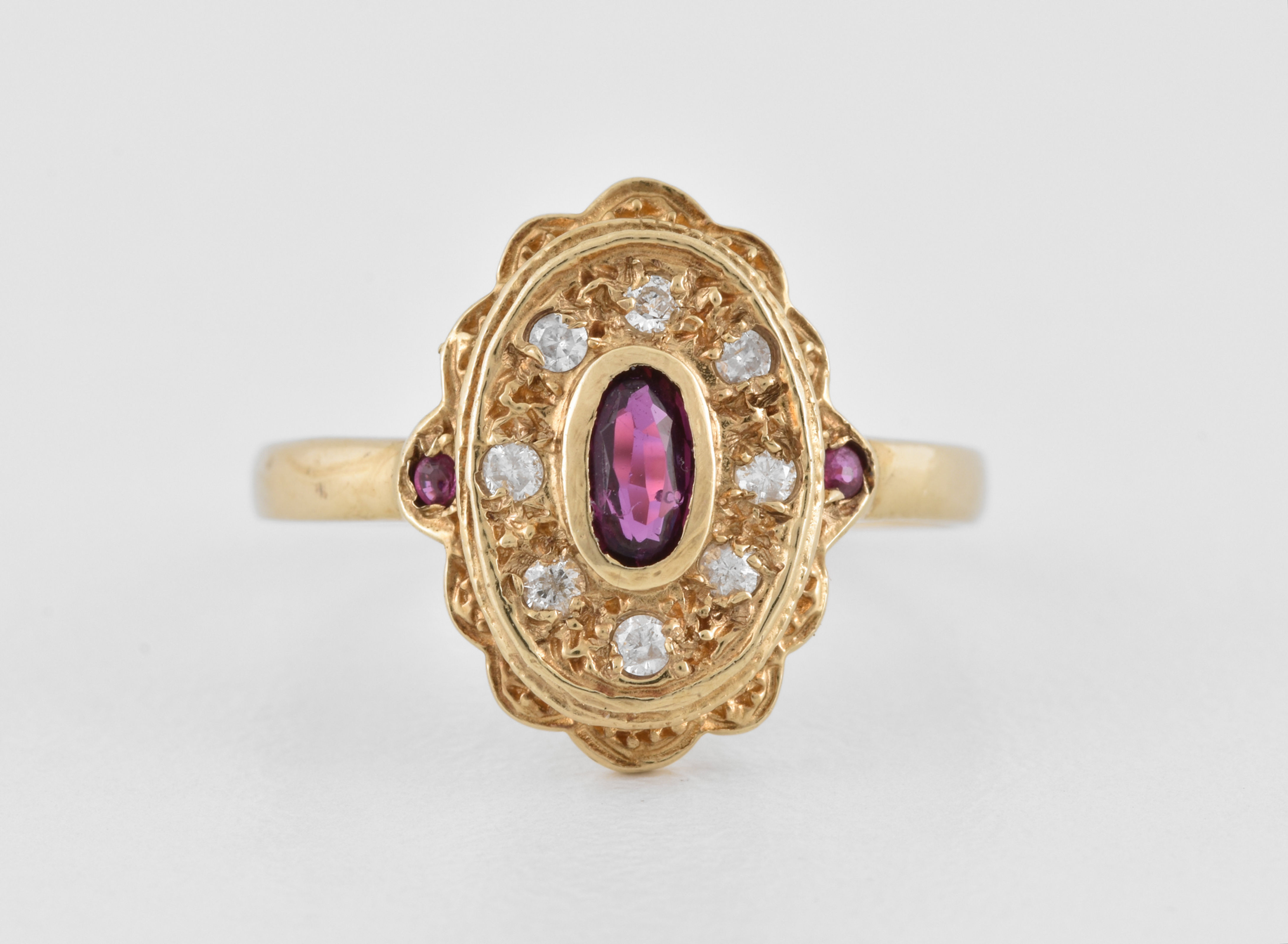 Vintage Edwardian Inspired 9ct Gold Spinel & Diamond Ring