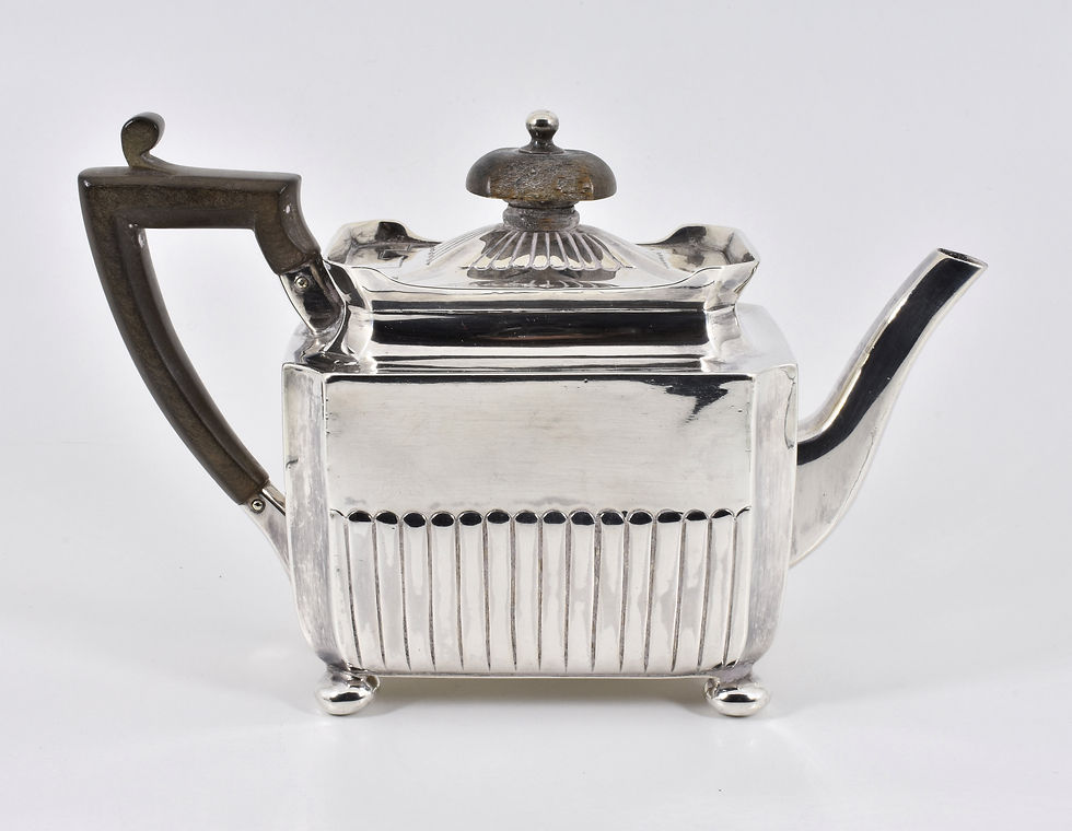 Thumbnail: Antique Bachelors Art Deco 3 Piece Solid Silver Tea Set (Henry Stratford, 1931)