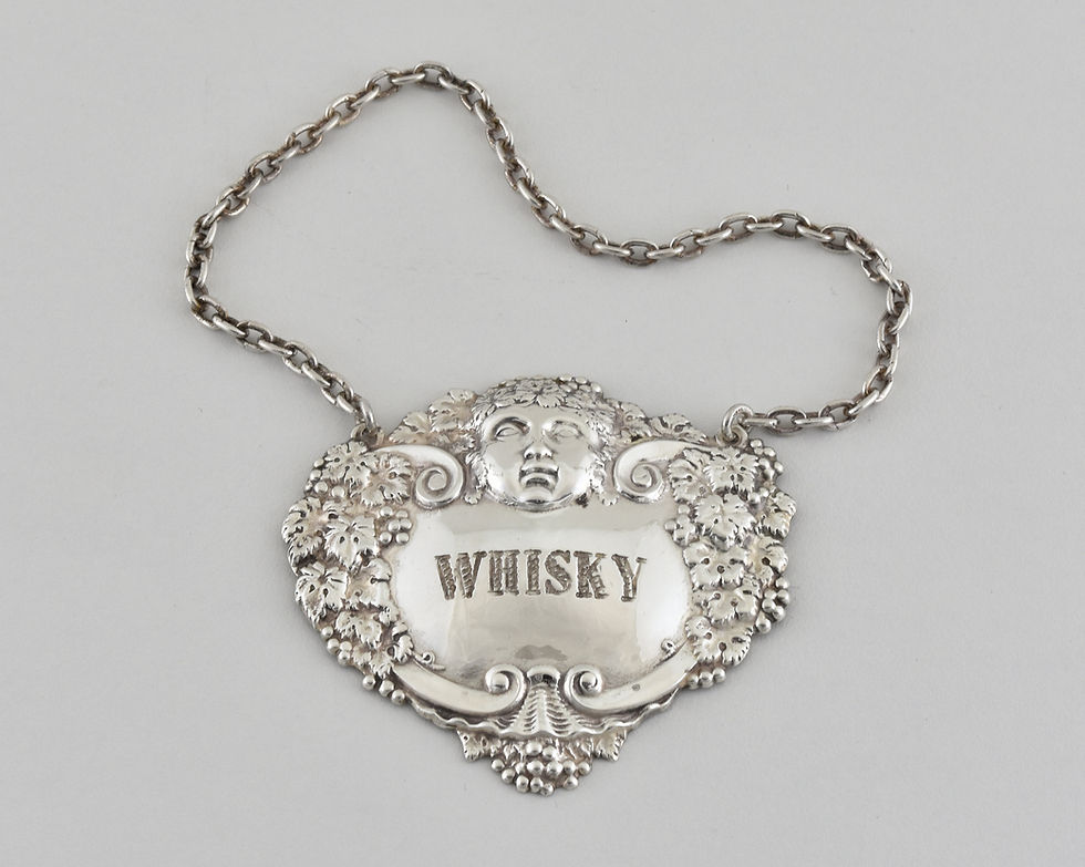 Antique English Solid Silver "Whisky" Decanter Label, Turner & Simpson Ltd
