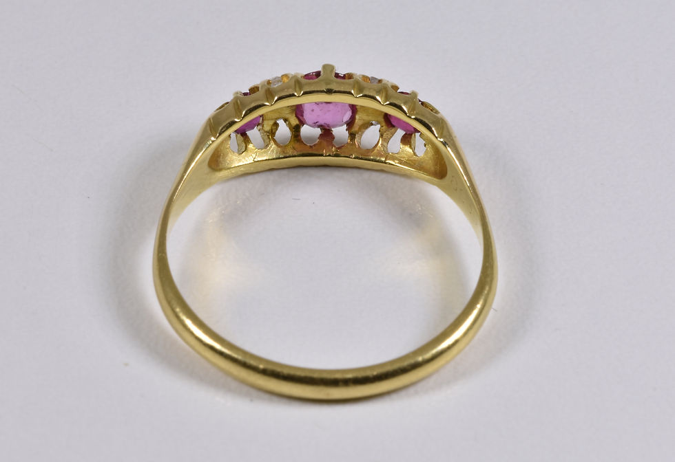 Thumbnail: Antique Victorian 18ct Gold Ruby & Diamond Ring, c1880