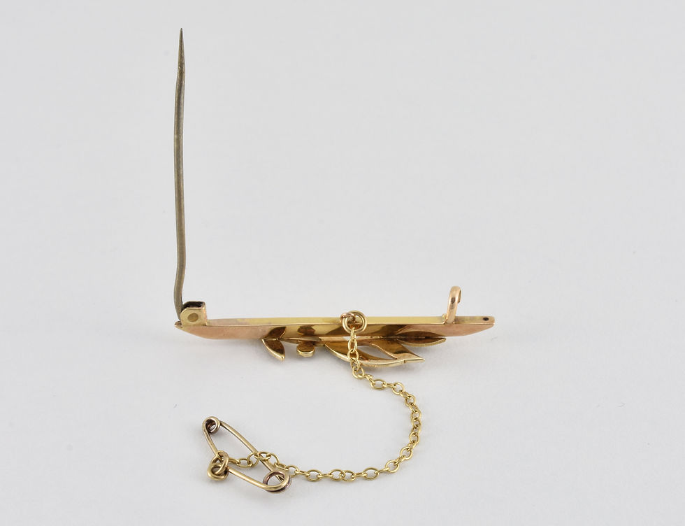 Thumbnail: Antique Edwardian 9ct Gold Seed Pearl Bar Brooch, London 1909