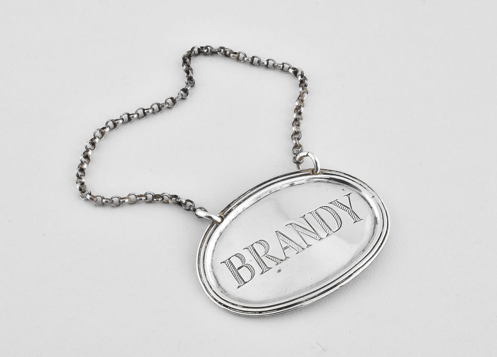 Antique English Solid Silver "Brandy" Decanter Label