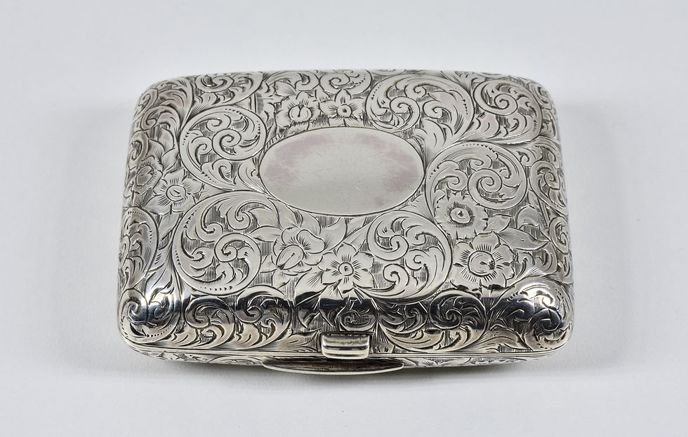 Thumbnail: Antique English Victorian Solid Silver Snuff Box, (Thomas Johnson I, 1880)