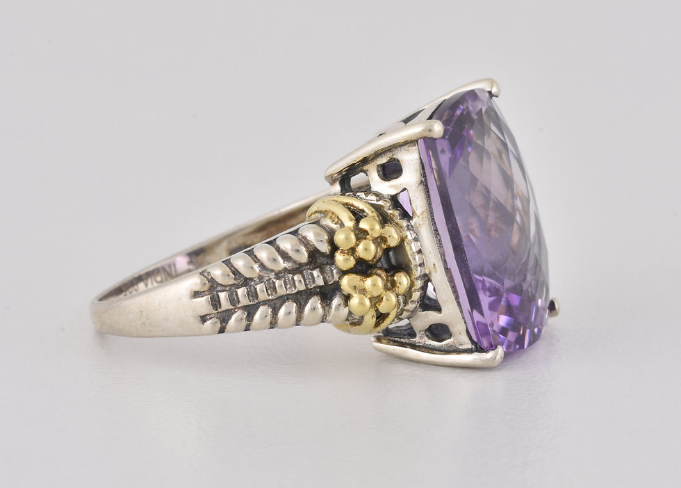 Vintage Solid Silver Amethyst Ring, YS India