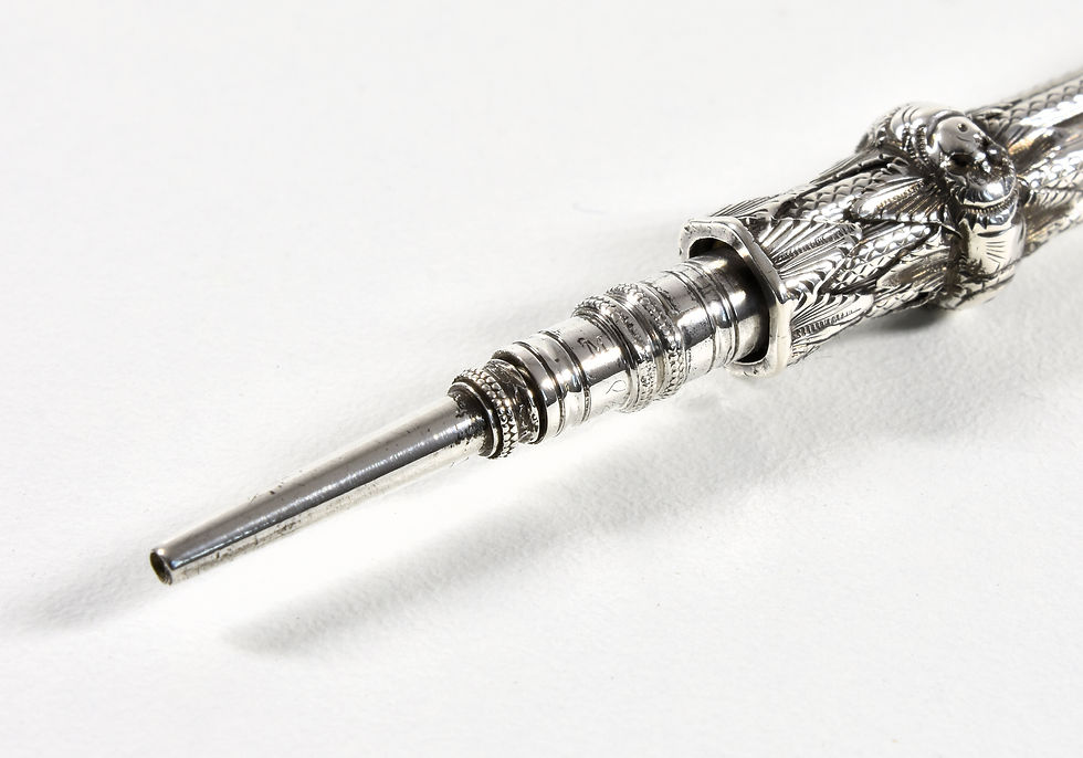 Thumbnail: Antique Sterling Silver Propelling Pencil with Acanthus Leaves, c1890