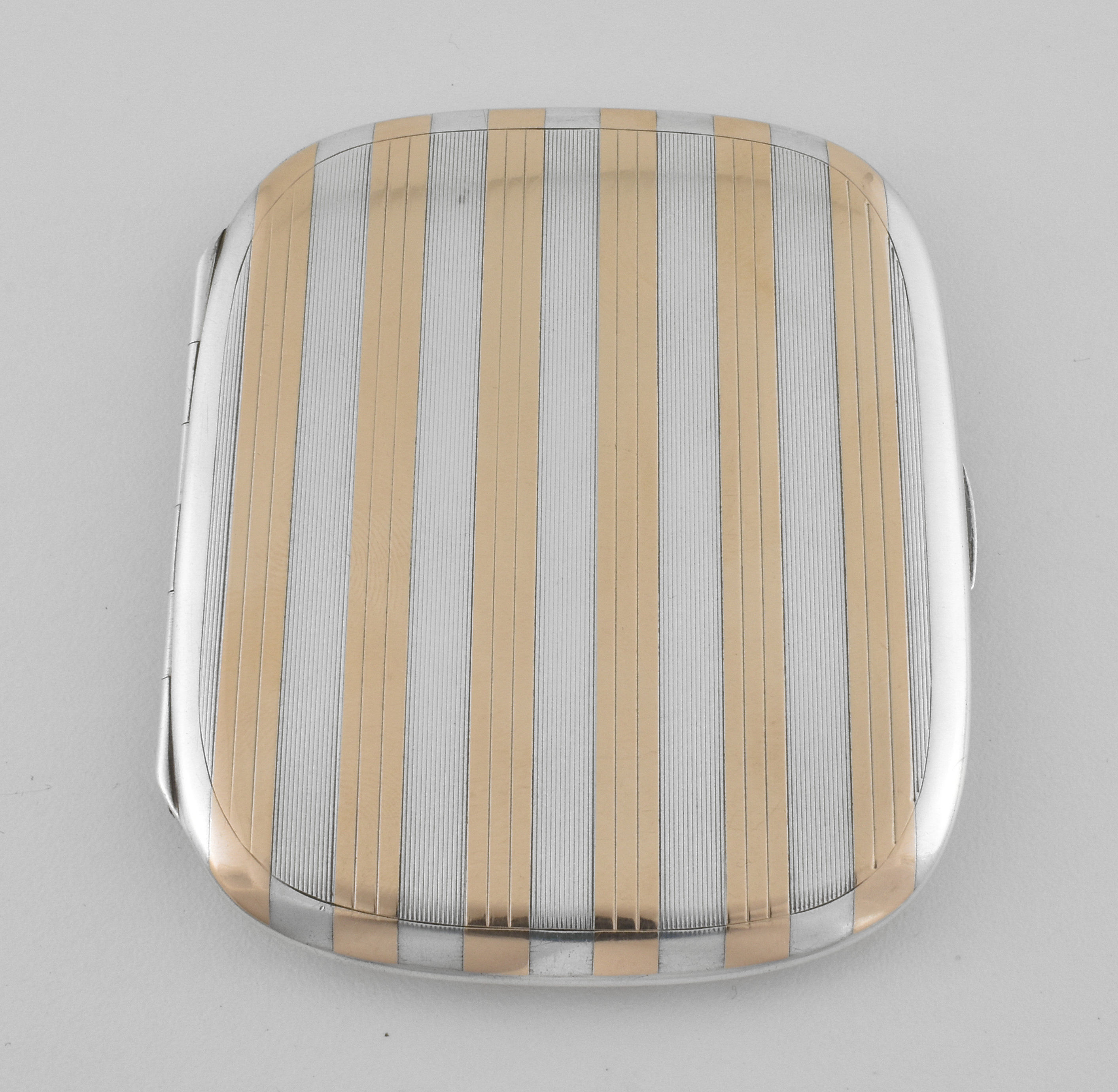 Antique English Solid Silver & Rose Gold Cigarette Case, (Mappin & Webb, 1913)