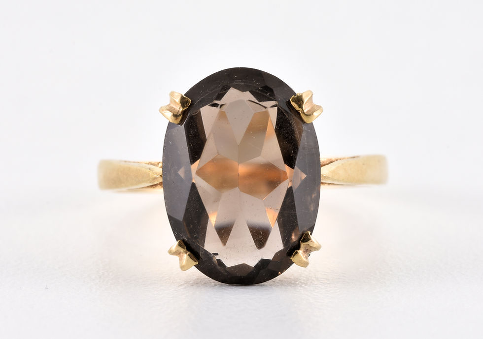 Vintage 9ct Gold Large Smokey Quartz Cocktail Ring