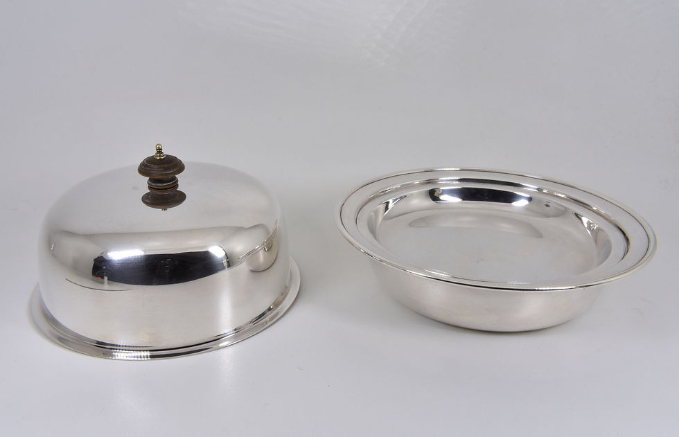 Thumbnail: Antique English Edwardian Silver Plated Muffin Warmer Dish c1910