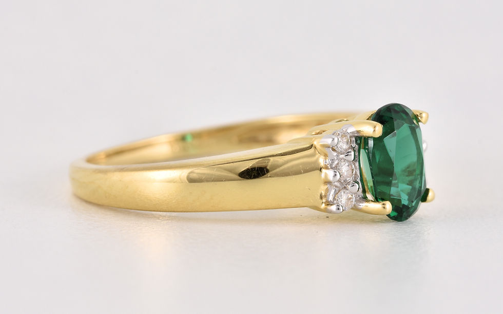 Vintage 18ct Gold Dark Green Demantoid & Diamond Ring