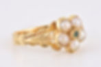 Antique Georgian 18ct Gold Emerald Half Pearl Forget Me Not Mourning Ring