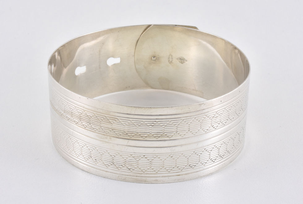Thumbnail: Vintage Solid Silver Belt Bracelet, Adjustable, 1960's