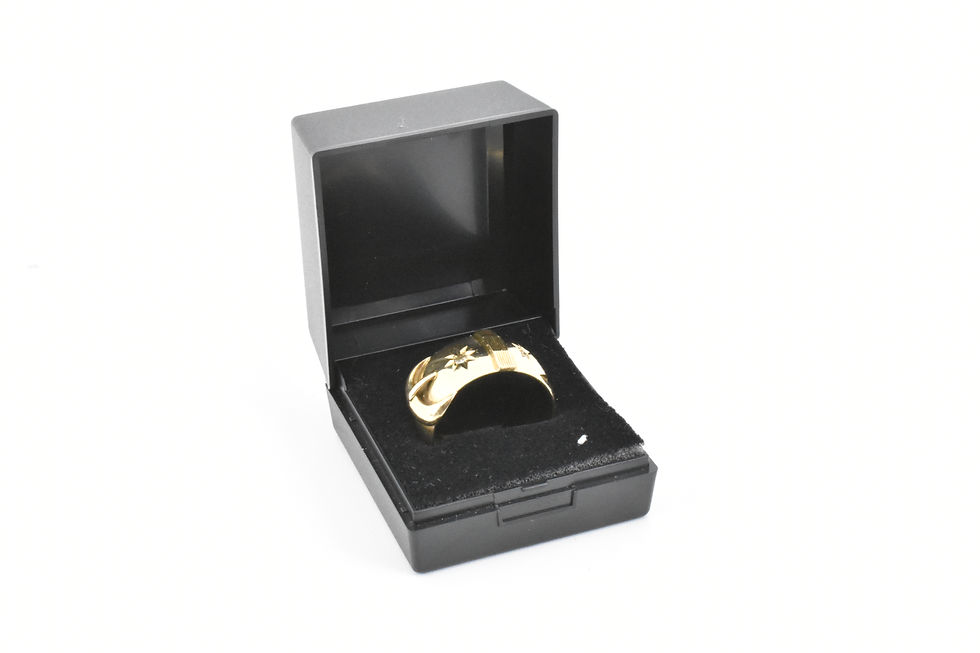 Thumbnail: Vintage 9ct Gold & Diamond Mens Buckle Ring (Slade & Wolfe, 1978)