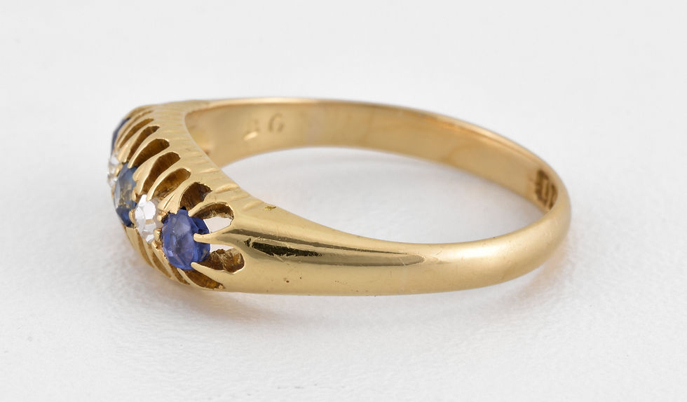 Thumbnail: Antique Edwardian 18ct Gold Sapphire & Diamond Ring