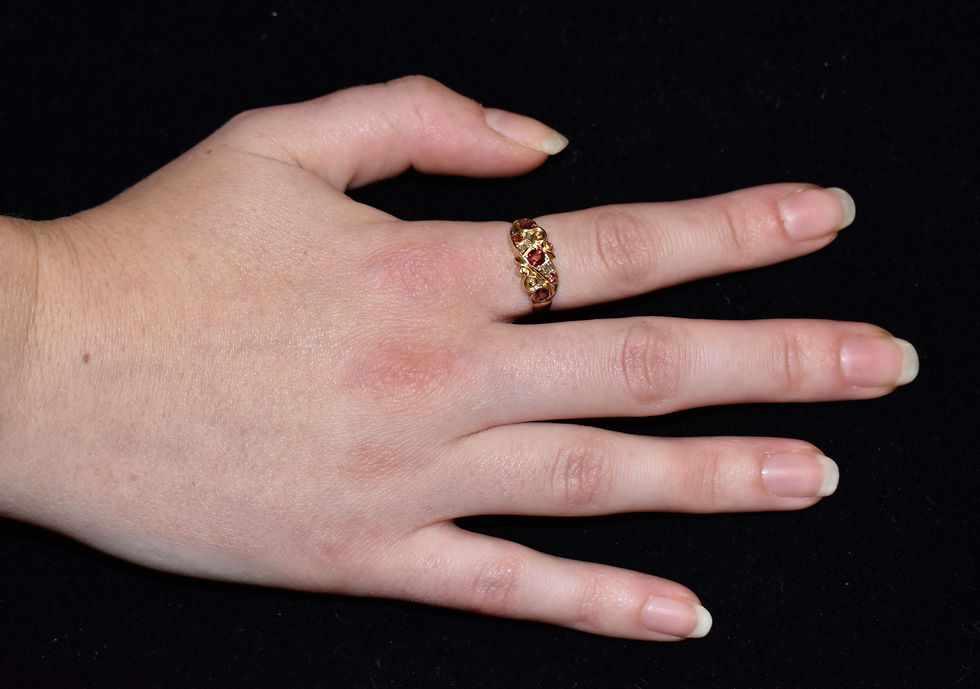 Thumbnail: Antique George V 9ct Gold Garnet & Diamond Ring, (Chester,1913)