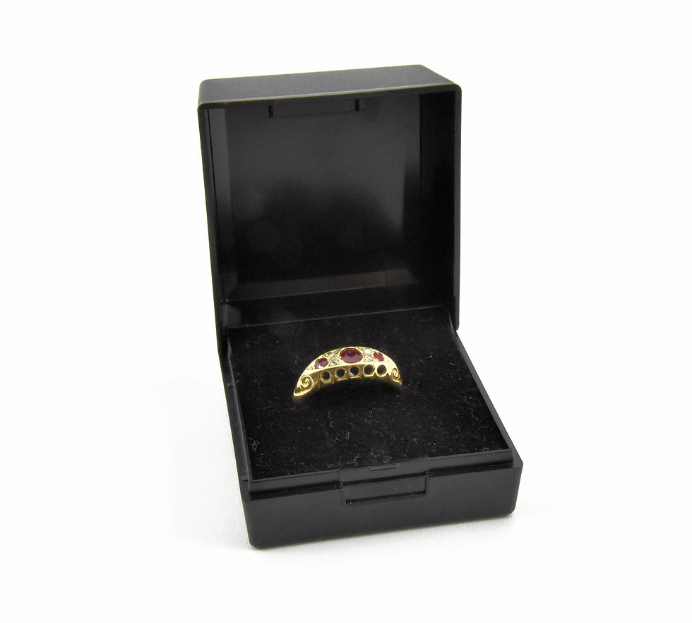 Thumbnail: Antique Art Deco 18ct Gold Ruby & Diamond Ring, 1938