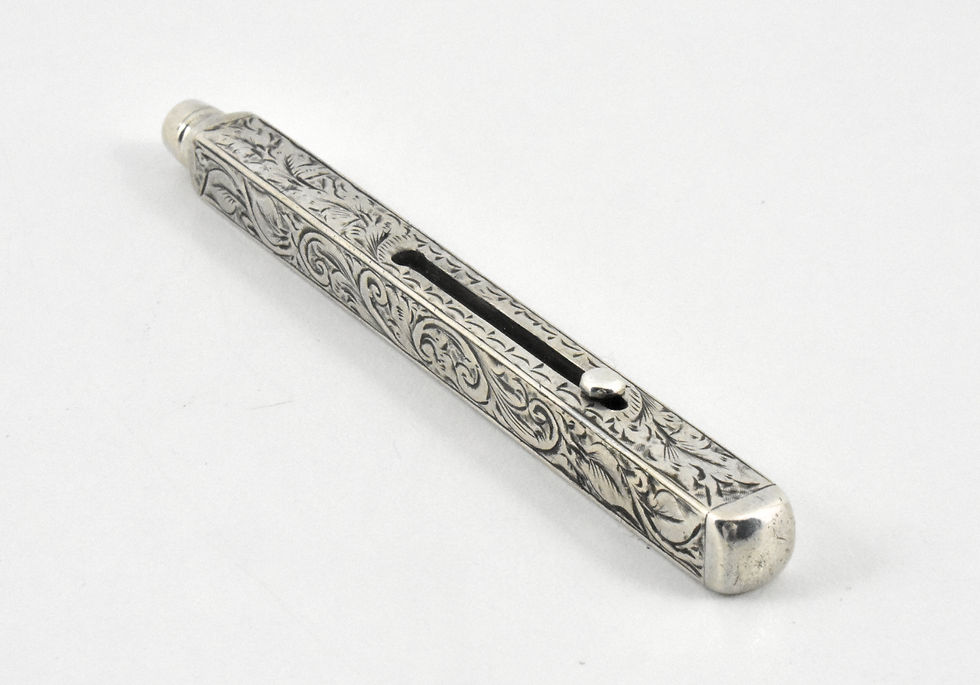 Thumbnail: Antique Victorian Solid Silver Square Propelling Pencil, c1900