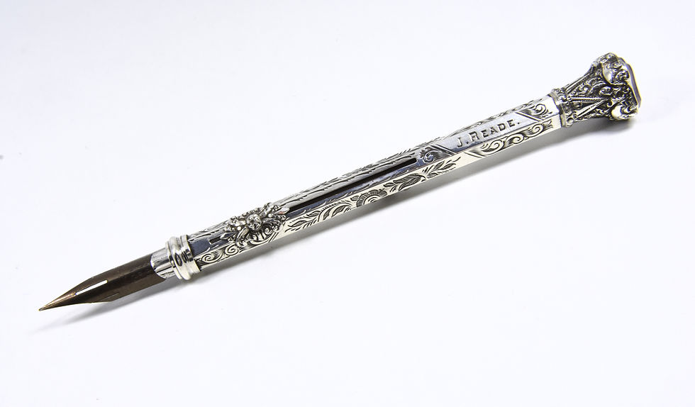 Thumbnail: Antique Victorian Hallmarked Solid Silver Combination Propelling Pencil/Pen 1886