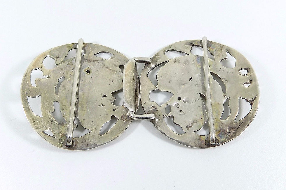 Thumbnail: Antique English Victorian Solid Silver Nurses Buckle, (Levi & Salaman, 1900)