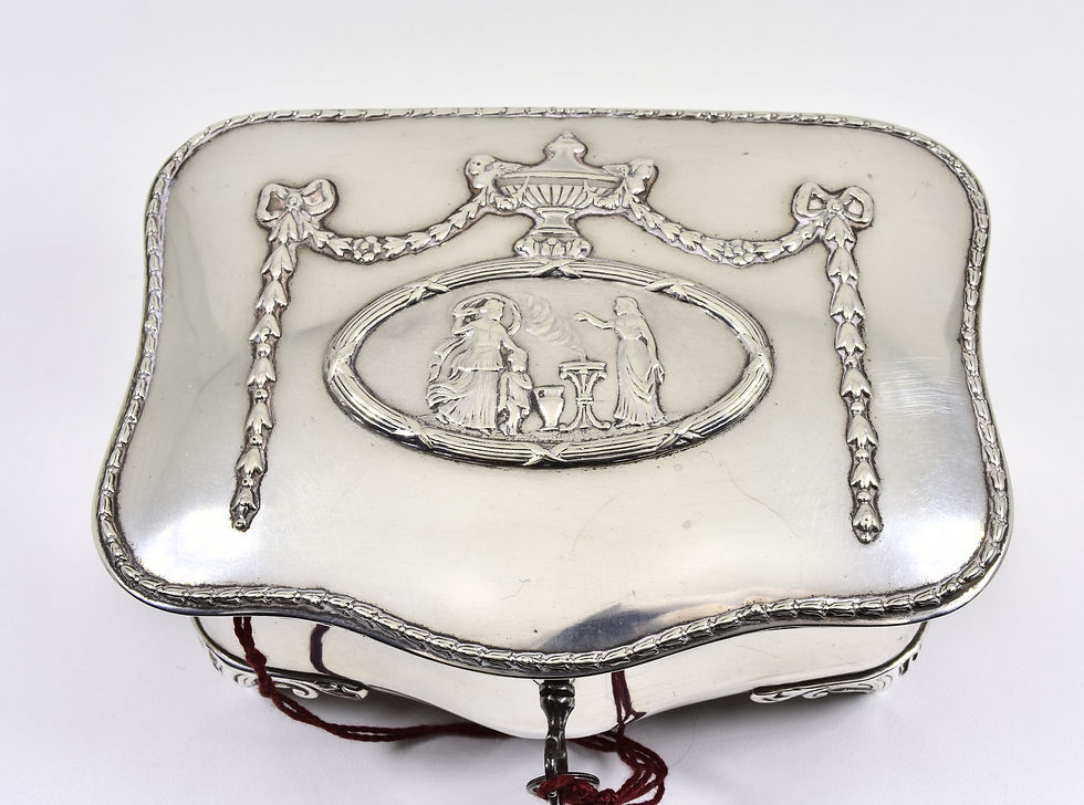 Thumbnail: Antique English Edwardian Solid Silver jewellery Box, (William Comyns, 1909)