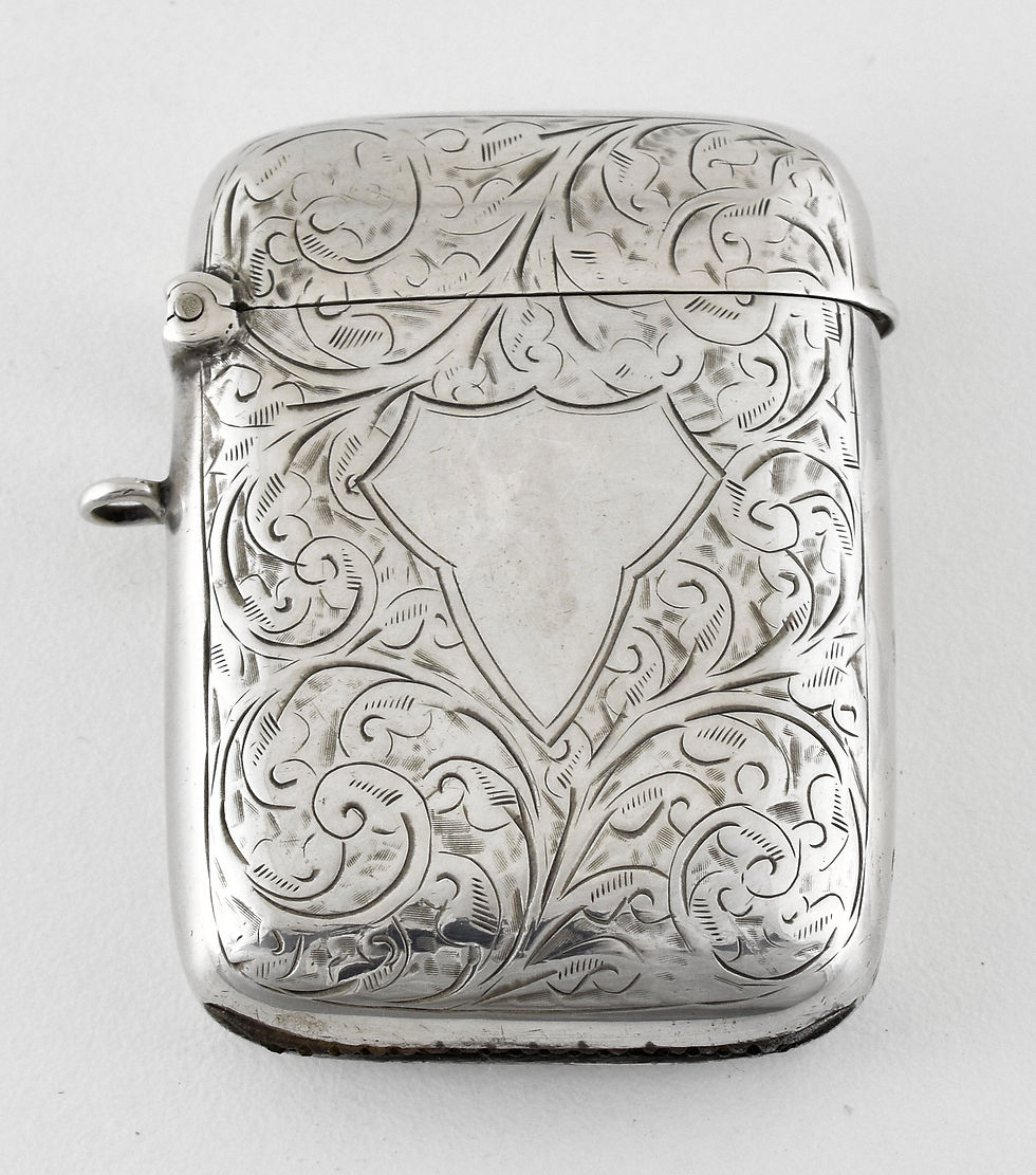 Antique English Solid Silver Edwardian Vesta Case