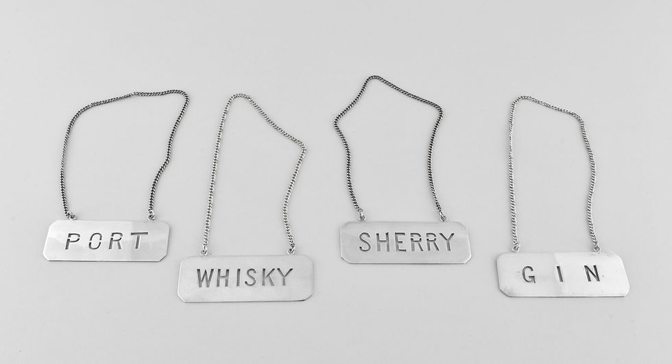 Antique/Vintage Chinese Export Silver Decanter Labels, Oceanarts