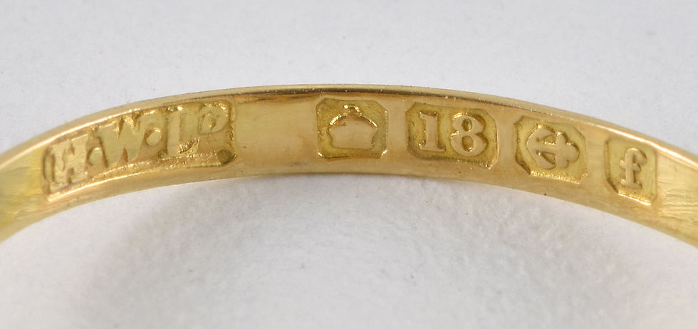 Thumbnail: Antique Edwardian 18ct Gold Sapphire & Diamond 3 Row Ring, Birmingham 1905