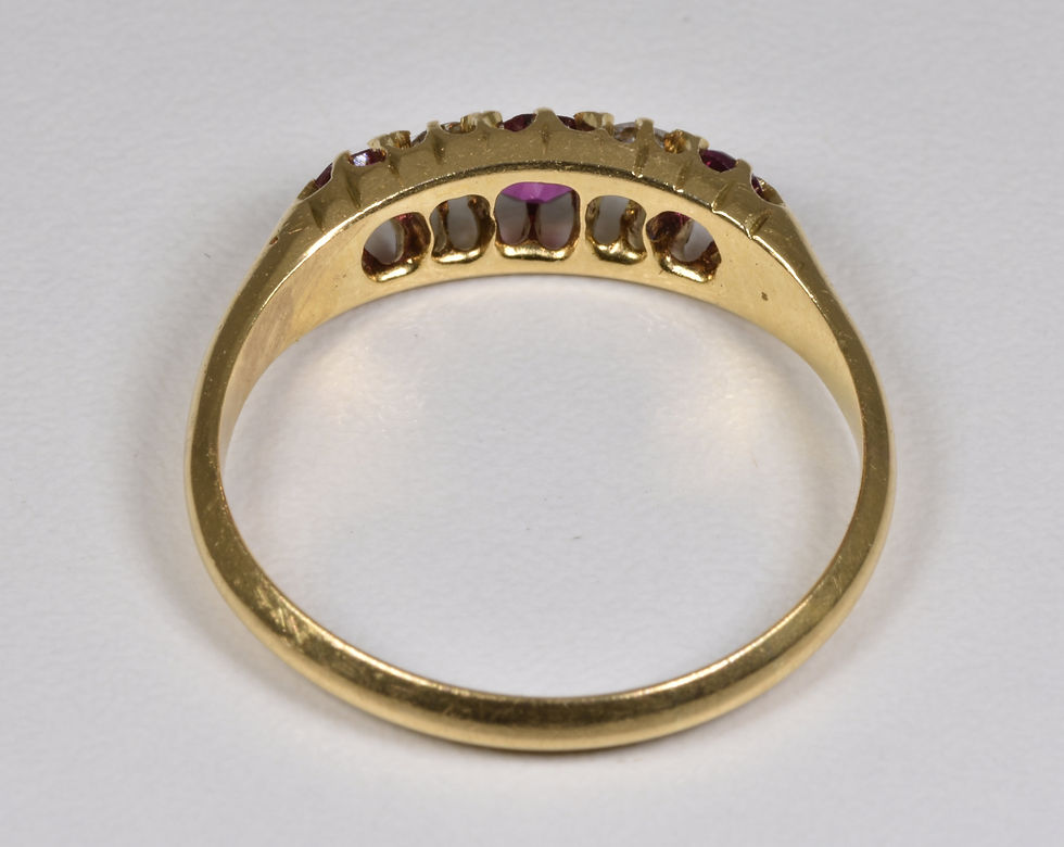 Thumbnail: Antique Victorian 18ct Gold Ruby & Diamond Ring, (Birmingham, 1890)