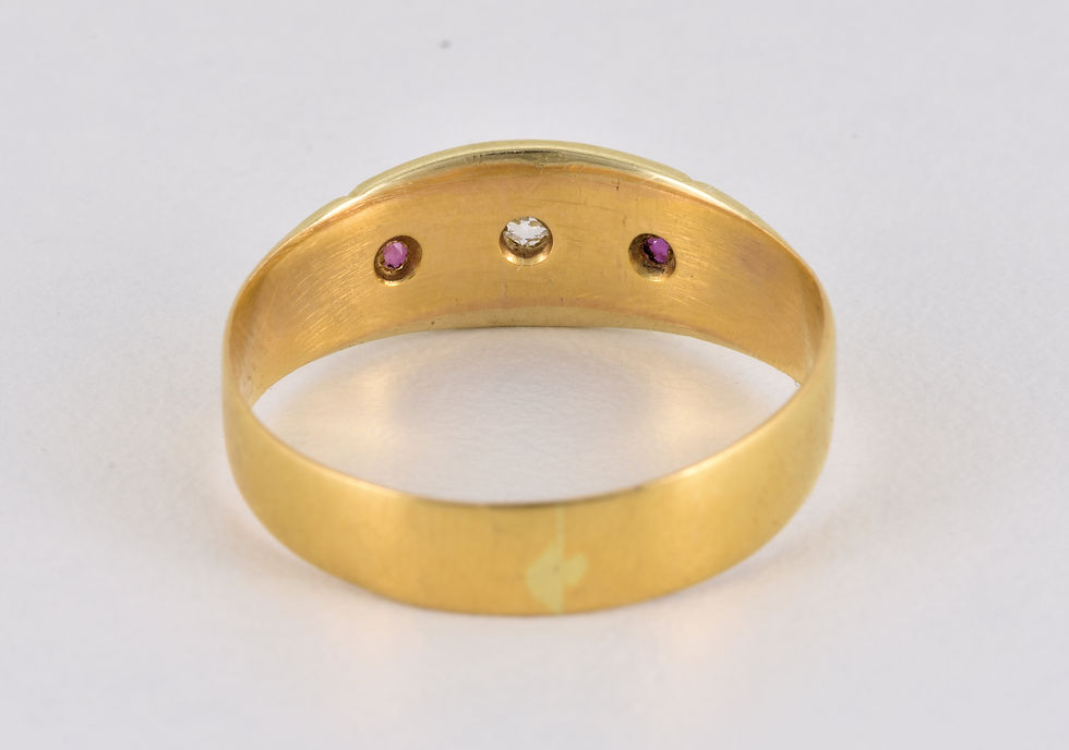 Thumbnail: Antique Edwardian 18ct Gold Ruby Diamond Gypsy Ring
