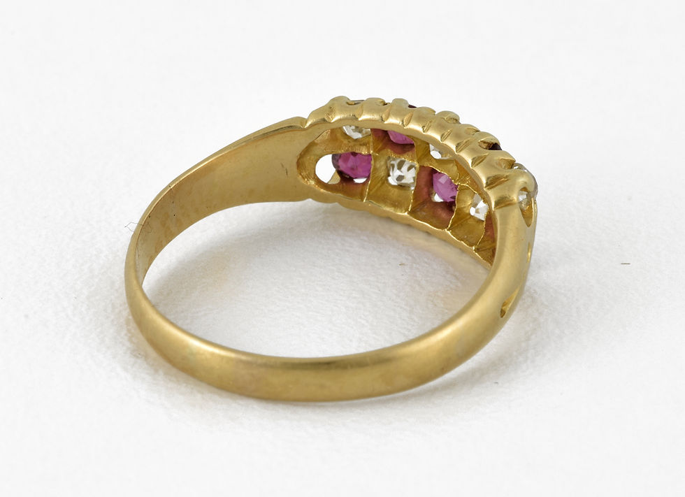 Thumbnail: Antique Victorian 18ct Gold Ruby & Diamond Checkerboard Ring