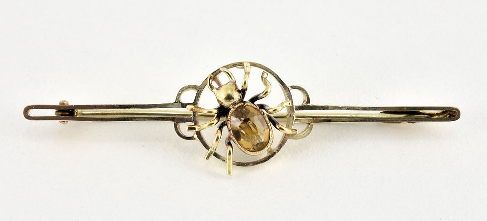Antique Victorian 9ct Gold Citrine Spider Brooch, Original Case