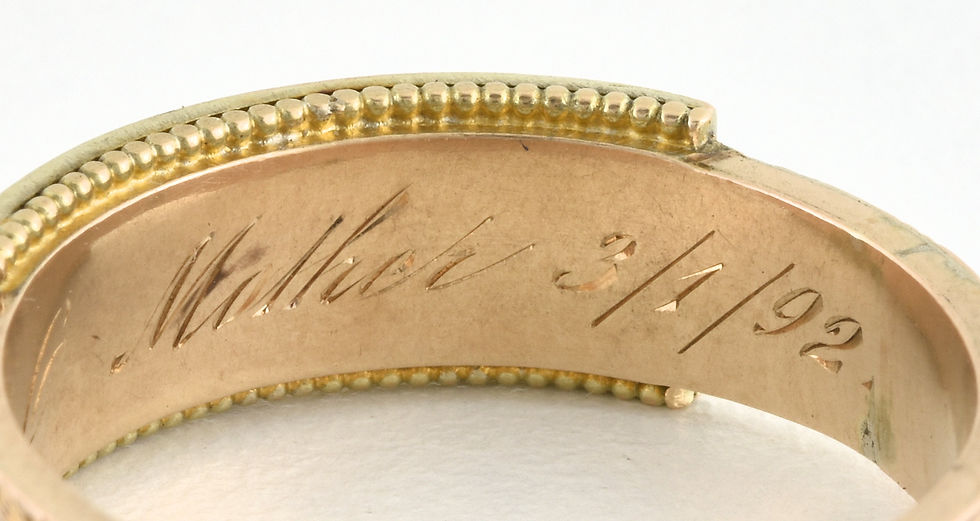 Thumbnail: Antique Victorian 9ct Gold Enamel Pearl & Hair Mourning Ring