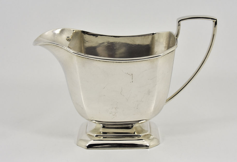 Thumbnail: Antique Art Deco Silver Plated 3 Piece Tea Set (F H Adams & Holman, c1935)