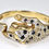 Thumbnail: Vintage 9ct Gold Leopard Ring, Sapphire & Diamond,1980's