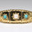 Thumbnail: Vintage 9ct Gold Turquoise & Half Pearl Ring, (Birmingham,1994)