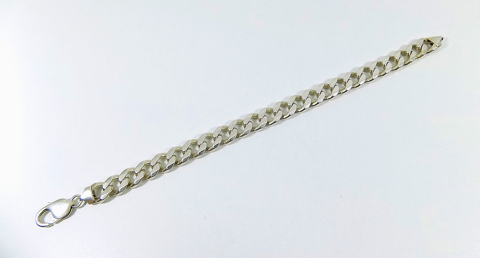 Thumbnail: Vintage Mens Solid Silver Curb Bracelet, Weight 39.14g, c1980