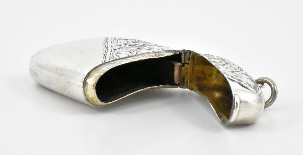 Thumbnail: Antique Edwardian Solid Sterling Silver Vesta Case, 1904, 28g