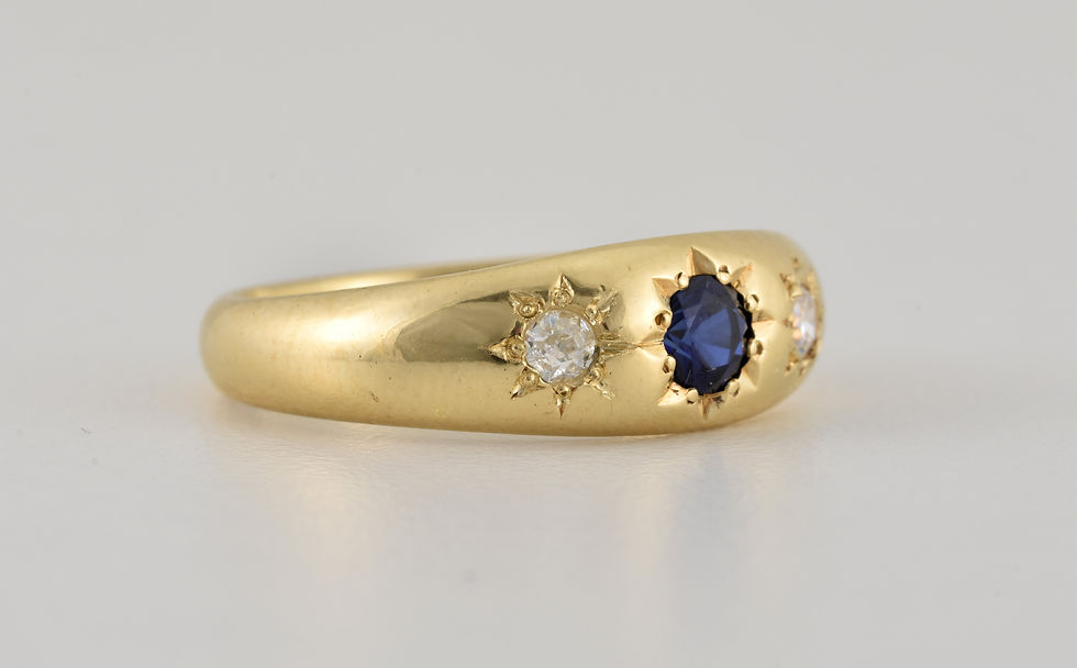 Antique Edwardian 18ct Gold Sapphire Diamond Gypsy Ring
