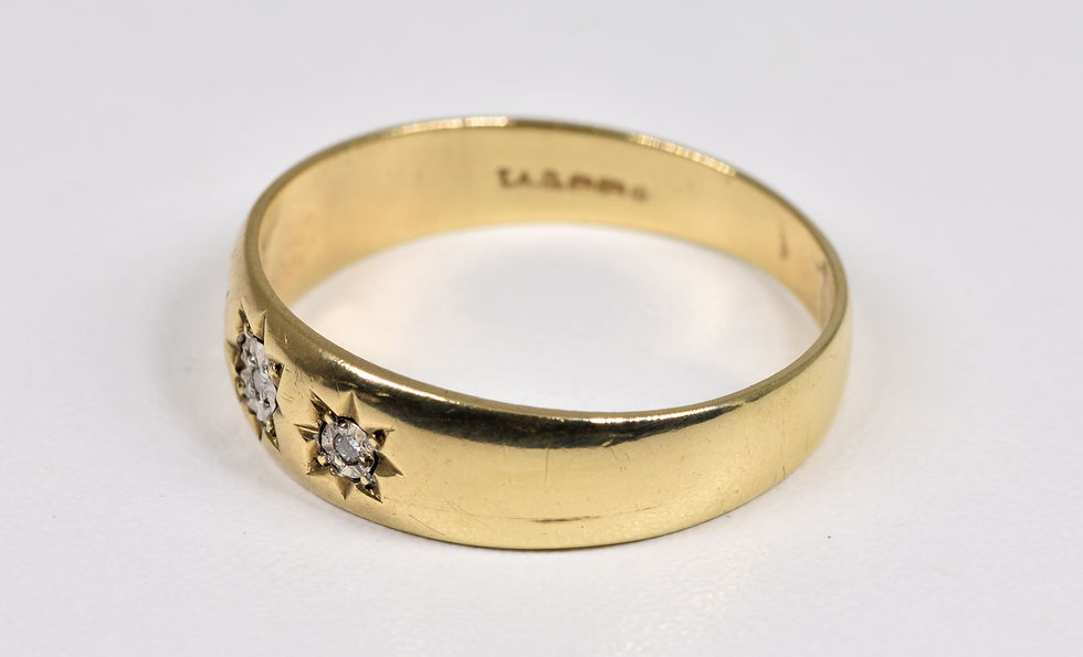 Thumbnail: Vintage 9ct Gold Diamond Gypsy Ring, (Sheffield,1970's)