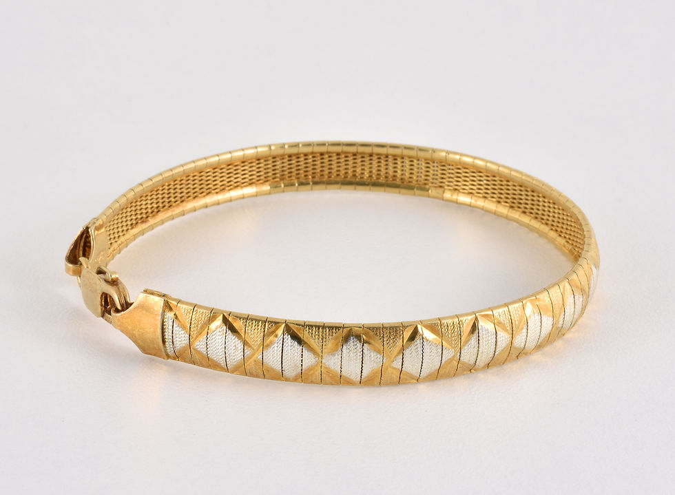 Thumbnail: Vintage Solid Silver Gold Plated Snake Link Bracelet, 1970's/80's