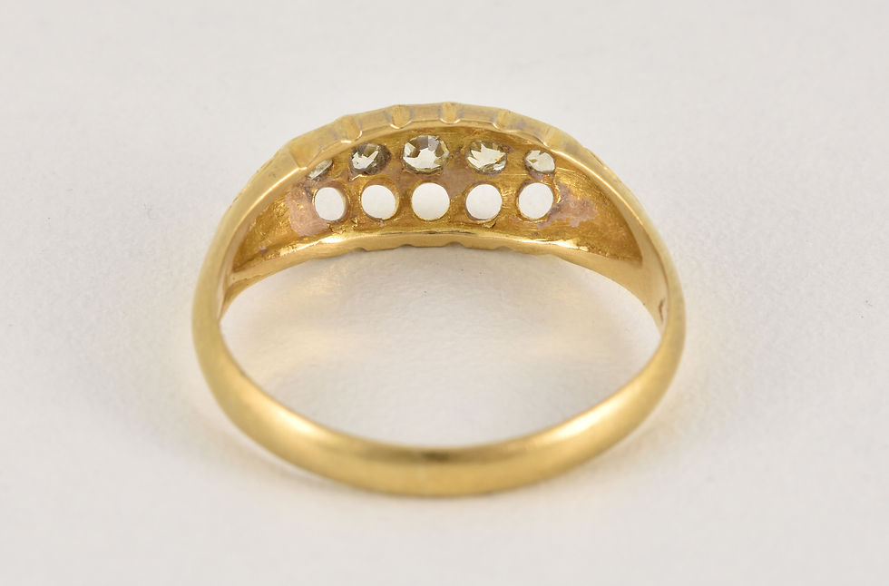 Thumbnail: Antique George V 18ct Gold Old Cut Diamond Boat Ring