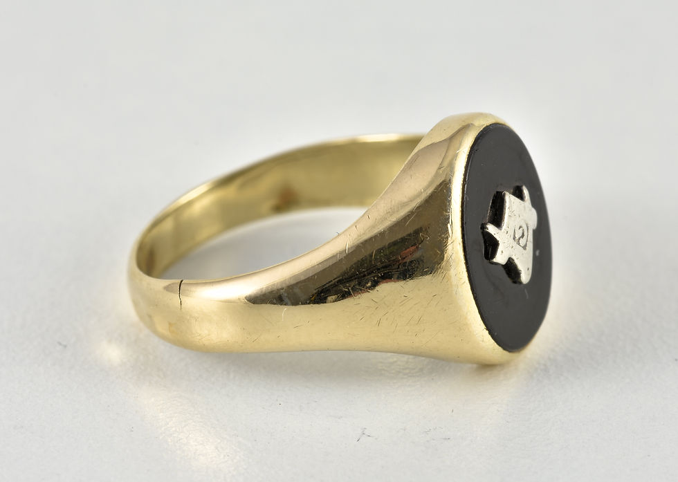 Thumbnail: Vintage 9ct Gold Freemasons Masonic Onyx Ring