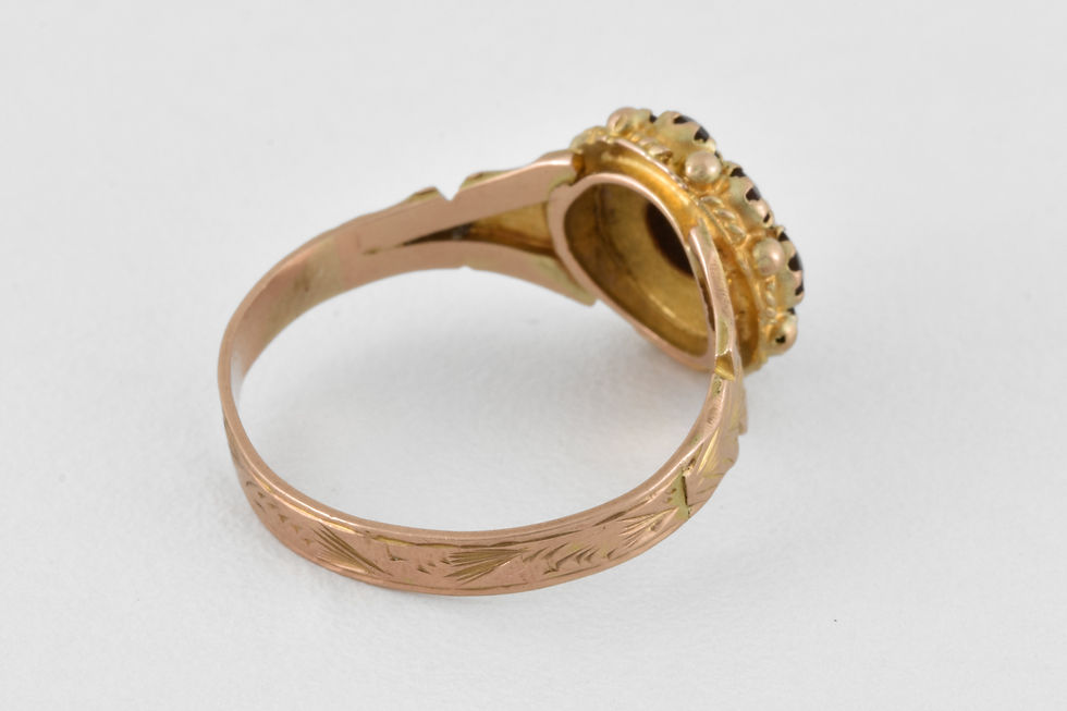 Thumbnail: Antique George V 9ct Rose Gold Bohemian Garnet Cluster Ring, Chester, 1919